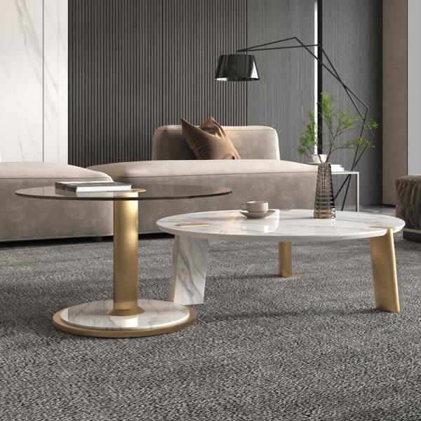 Modern Minimalism Glass Round Rock Coffee Table Combination OEM