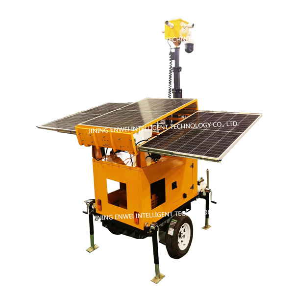 3*300W Solar Panel Solar Camera Trailer Portable Security Camera Trailer DC12V