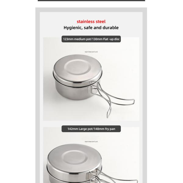 Stainless Steel Material Outdoor Cookware Set For Camping