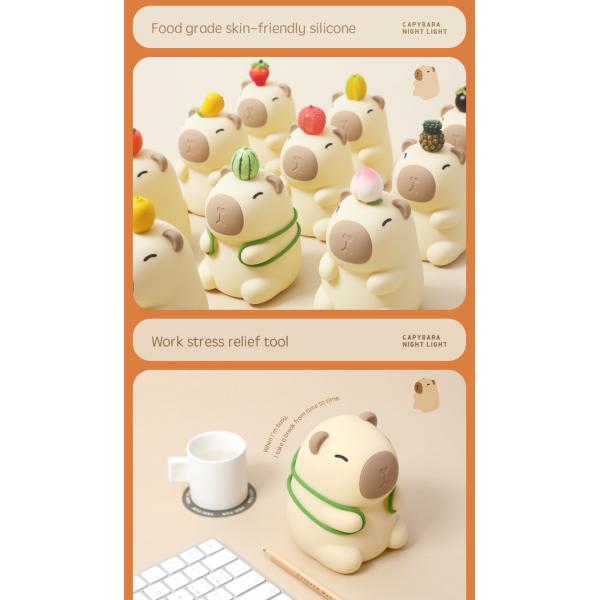 Custom Logo Capybara Kids Gift Bedroom Sleeping Cute Soft Lamp Color Gradient Dog Silicone Night Light