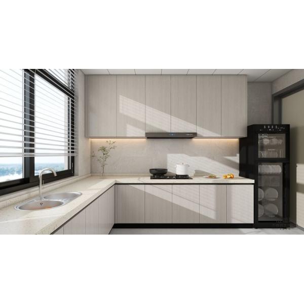 Durable and Stylish U-Shaped Wood Grain Stainless Steel Kitchen Cabinet