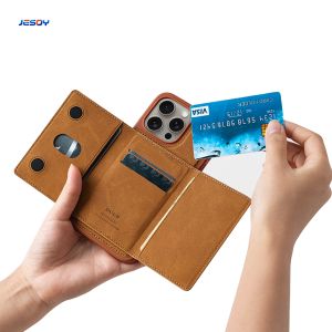 Quality Fashionable Leather Phone Case Brown Vegan Leather Phone Wallet OEM for sale