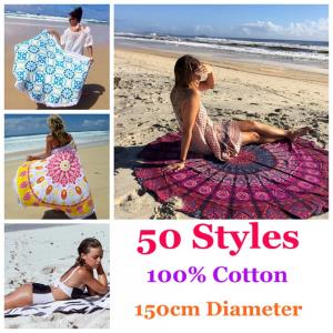 China China wholesale mandala roundie towel 100% cotton round beach towels with tassels fringe on sale