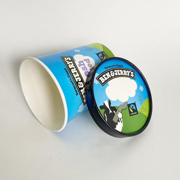 Customized Paper Ice Cream Tubs With Lids , 28oz 750ml Frozen Yogurt Paper Cups