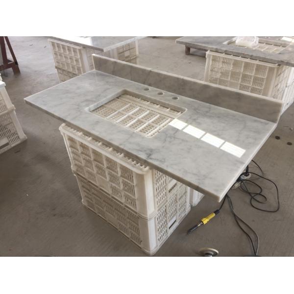 White Marble Stone Countertops , Bianco Carrera Marble Countertop Wear Resistance