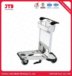 Quality White Airport Luggage Trolley With Brake 3 Wheels Aluminum Alloy for sale