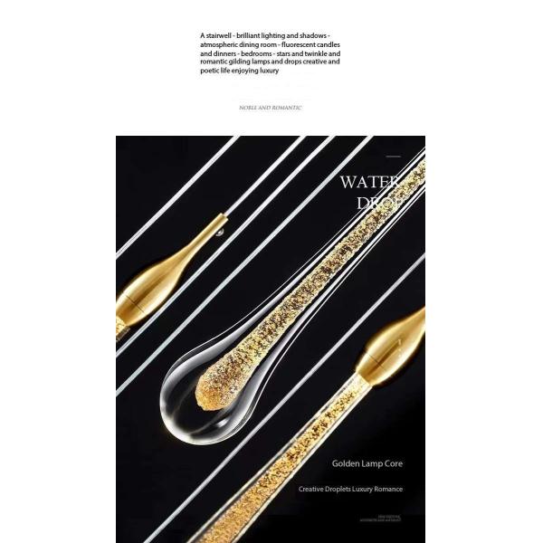 Modern Simple Crystal Water Drop Stairwell Chandelier 3200-6500K Three Colors Change Light For Duplex Hotel Restaurant Villa