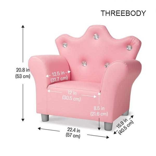 Comfy Modern Kids Furniture Child 'S Crown Armchair Pink PU Leather Sofa For Girls