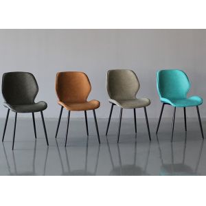 Quality Blue Upholstered Dining Chairs With Metal Legs PU Leather for sale