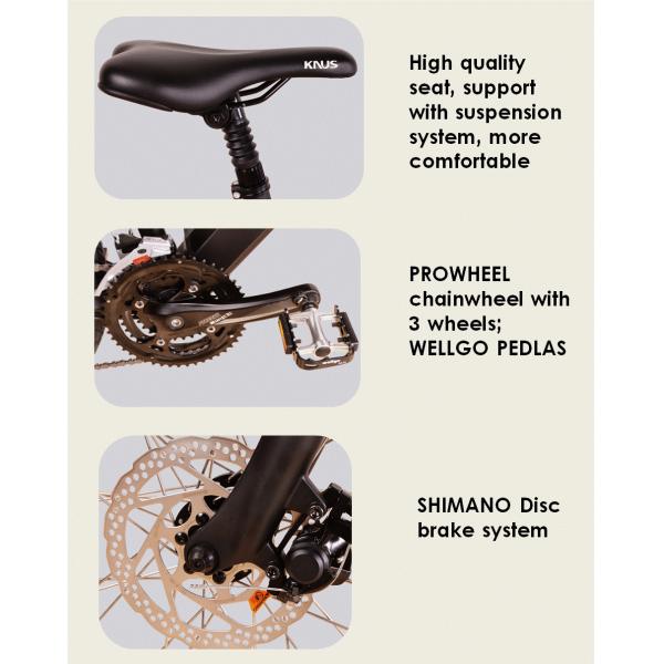 Matt Black Battery Powered Mountain Bike 500W 27 Speed Battery Inside 26.50Kgs Disc Brake