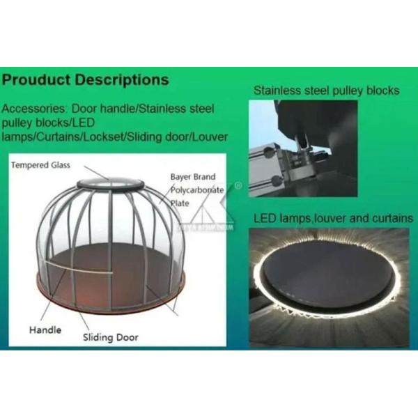 18-20 Person Transparent Wind Resistant Dome Prefab House for Hotel and PC Accommodation Solution