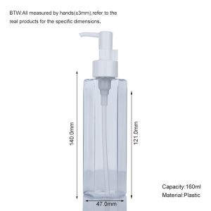 160ml Hexagonal Oil Cosmetic Bottle Clear Plastic Makeup Remover Bottle