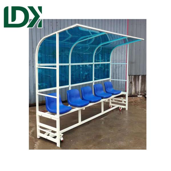 5 Seats Outdoor Soccer Pitch Football Subs Bench With Shelter Football Rest Area