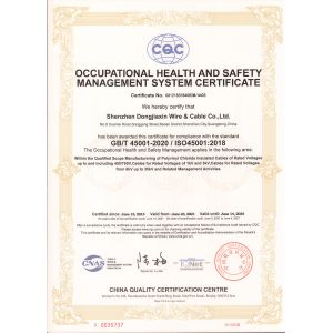 SHENZHEN DONGJIAXIN WIRE&CABLE CO.,LTD Certifications
