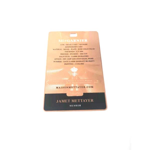 Rose Gold 85*54mm Metal Business Cards Custom Printing