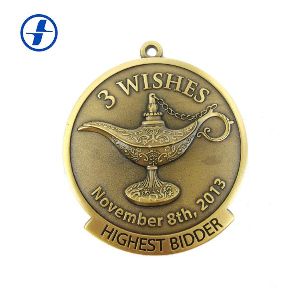 3D Double Sided Custom Metal Medals , Copper Plated Antique Gold Medal