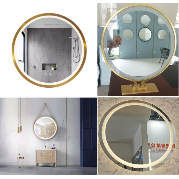 Square LED Bathroom Mirror Light Time Temperature Function