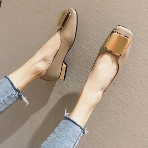 Quality HZM023 Thick Heel Single Shoes Women Low Heel Shallow Mouth Mary Jane Women