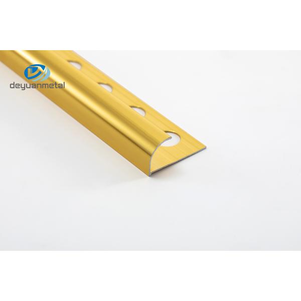 6063 Aluminum Corner Profiles Round Shape Gold Color For Wall Trimming