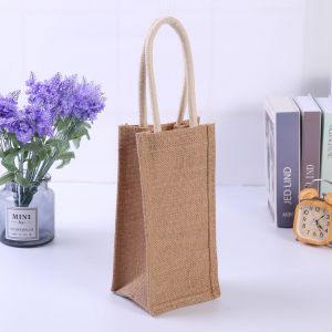 Quality Natural Linen Jute Tote Wine Bottle Holder Bag for sale