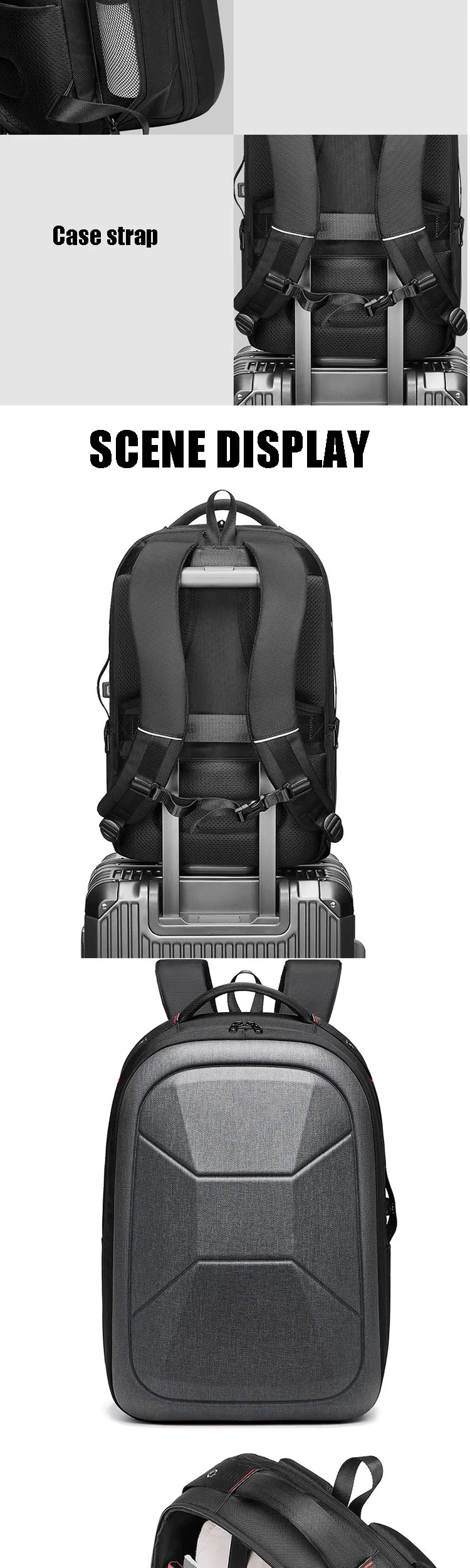 EVA Large Capacity Hard Shell Backpack Men&prime;s Business USB Business Expansion Backpack Computer Bag 17 Inch for Laptop Travel