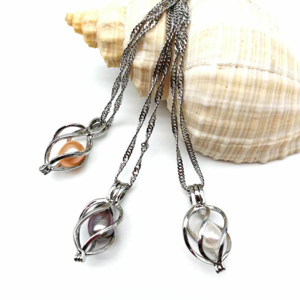 Natural Pearl Oyster Pearl Cage Pendant Silver Lady Charm Surprise Valentine's Day Gift