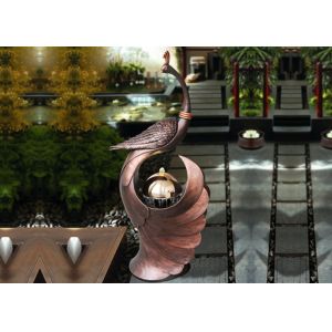 Quality 103cm Peacock Lighted Animal Outdoor Water Fountains for sale