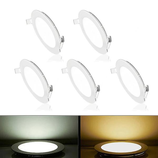 6W Round LED Downlights Slim Recessed Flat Panel LED Lights Square LED Ceiling Panel Light