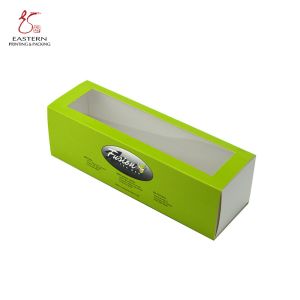 Quality CMYK Printed Sliding Macaron Paper Boxes With PVC Window for sale