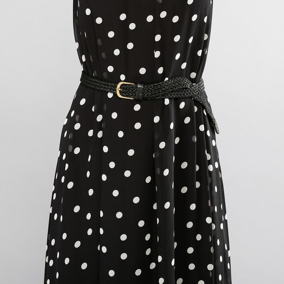 Newest Design Women Polka Dot Chiffon Maxi Dress