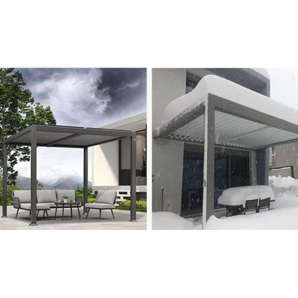 Villa Yard Electric Turning Louvers With Retractable Roof Aluminum Louvered Pergola