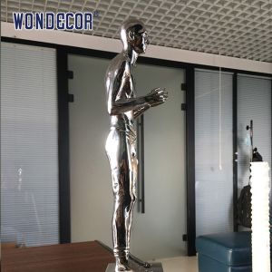 Standing Person Stainless Steel Garden Sculptures Weather Resistance