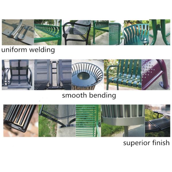 Street Patio Outdoor Recycled Plastic Benches With Sandblasting Powder Coating Finsh