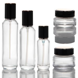 Wholesale Private Label Cosmetic Dropper Bottle Transparent Skincare Set