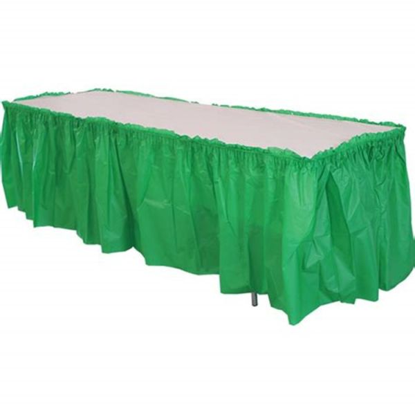 Ruffled Disposable Plastic Table Skirts With Built - In Adhesive Line