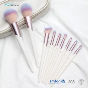 White 9PCS 100% Vegan Makeup Brushes Travel Kit