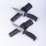TITANIUM diving knife with two straps sharp tip and blunt tip
