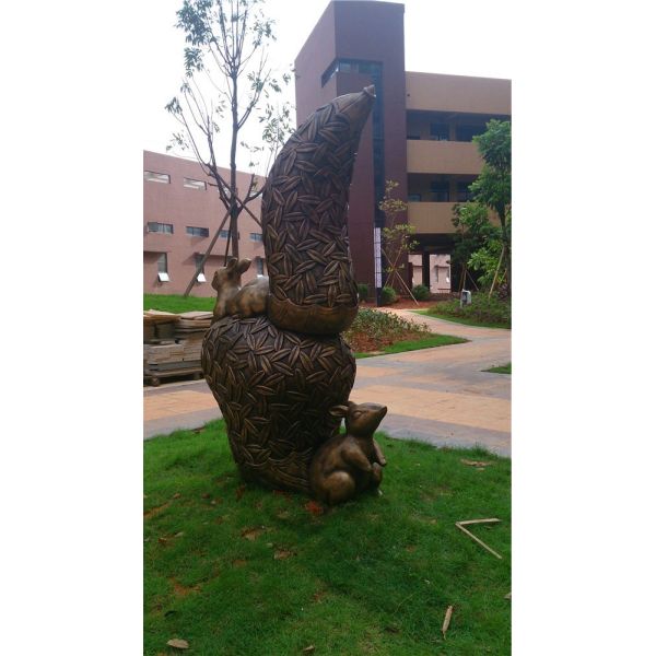 3 M Metal Animal Sculptures Outdoor Bronzed Squirrel Garden Statue