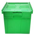 550x370x320mm Folding Stackable Crate Moving Plastic With Attached Lid Container
