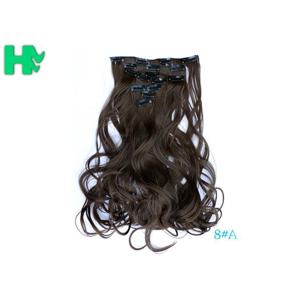 Black Curly Synthetic Clip In Hair Extensions Human Hair Wefts