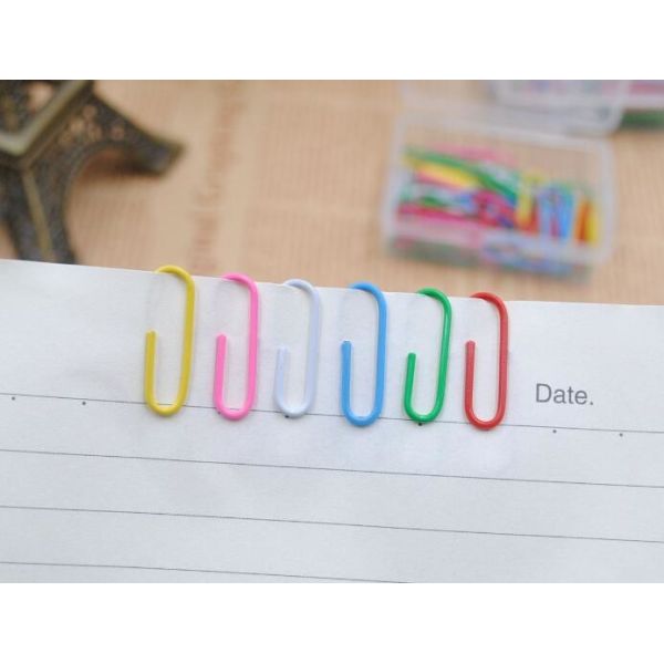 25mm Of 100pcs/Box Vinyl Coated Color Paper Clips For Office Supplies