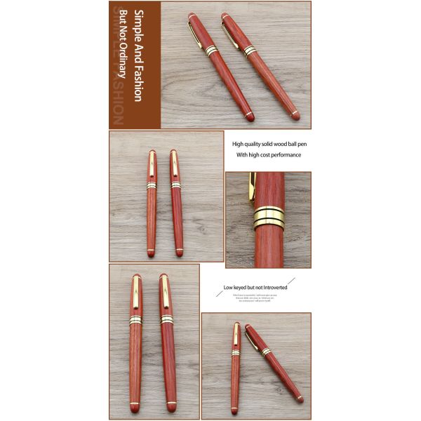 Red Sandalwood Luxury Roller Ball Pen 0.5mm Business Roller Pen With Gold Accessories