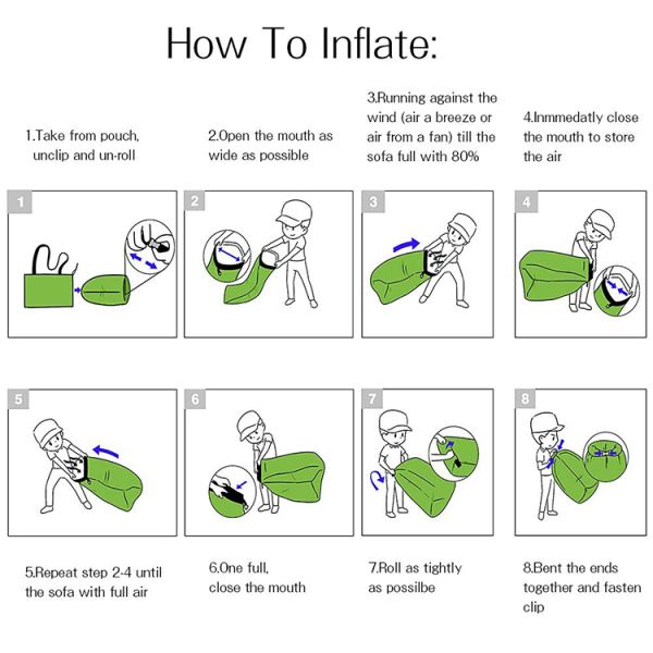 Outdoor fast inflatable air bed camping waterpoof air sleeping bag for beach hangout lazy laybag inflatable lounger