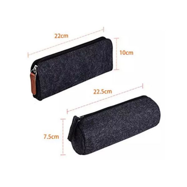 Dark Gray Felt Pencil Pouch Bag Round Shape Pencil Bags For Teens
