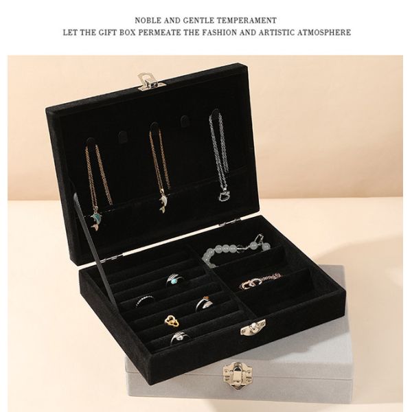 White Velvet Jewelry Storage Box with Buckle , Jewelry Organizer Display Case