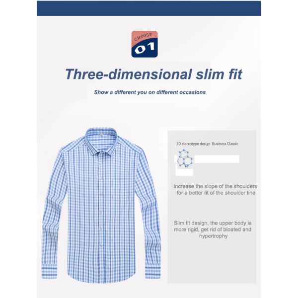 Custom Logo Slim Fit Men's Dress Shirts 100% Cotton Plaid Long Sleeve Shirt for Men 2022