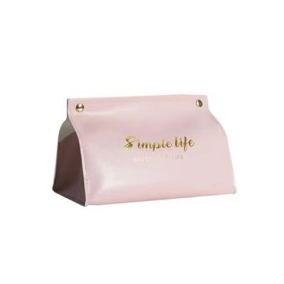 Gray Luxury Nordic House Table PU Leather Tissue Box Cute Mini Car Napkin Holder