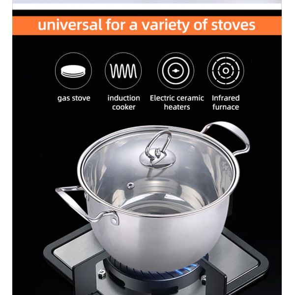 New Product Stainless Steel Cookware Cooking Pot Stock Pot Cookware Soup Pots