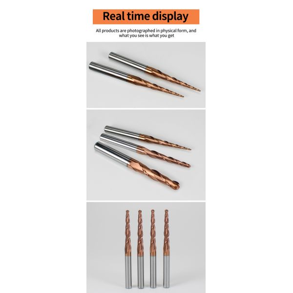 Tungsten Steel 2 Flute Coated Taper Ball End Mill Cnc Router Bits for Wood Woodworking Carving Tools Ball Nose Bits Carbide 6mm
