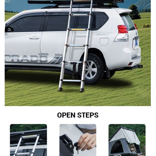 Gas Strut Hardshell Van Roof Tent Telescopic Ladder PU Coated 3000mm